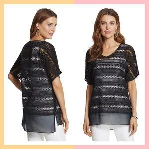 Chico’s Black Wren Crochet Top XL Coverup